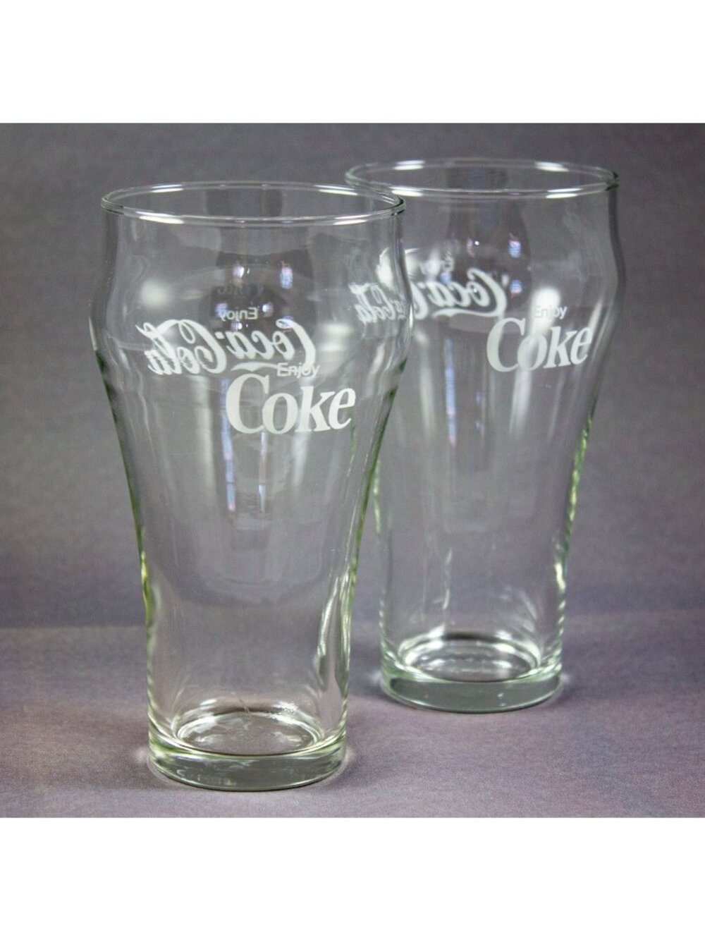 Vintage Enjoy Coca-Cola 12 oz Glasses Set of 2 Libbey Star Stamp 1960's